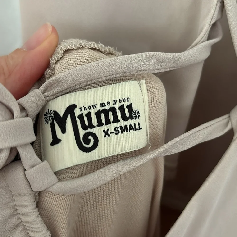 SHOW ME YOUR MUMU Beige Godshaw Goddess Light Taupe Chiffon Gown Size XS - Picture 5 of 9